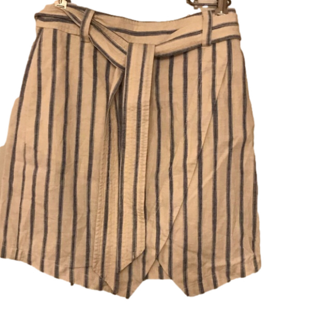 MADEWELL linen blend wrap skirt. Striped. Size 0.